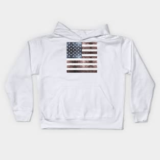 Rustic Red White Blue Faux Sparkles USA flag Kids Hoodie